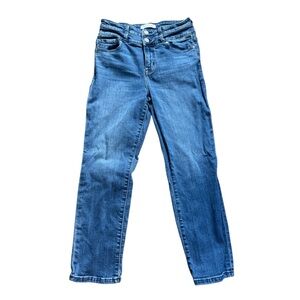 Eunina Medium Wash Leah High Rise Straight Crop Jeans 7 /28